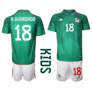 Mexico Andres Guardado #18 Hjemmebanesæt Børn VM 2022 Kort ærmer (+ korte bukser)